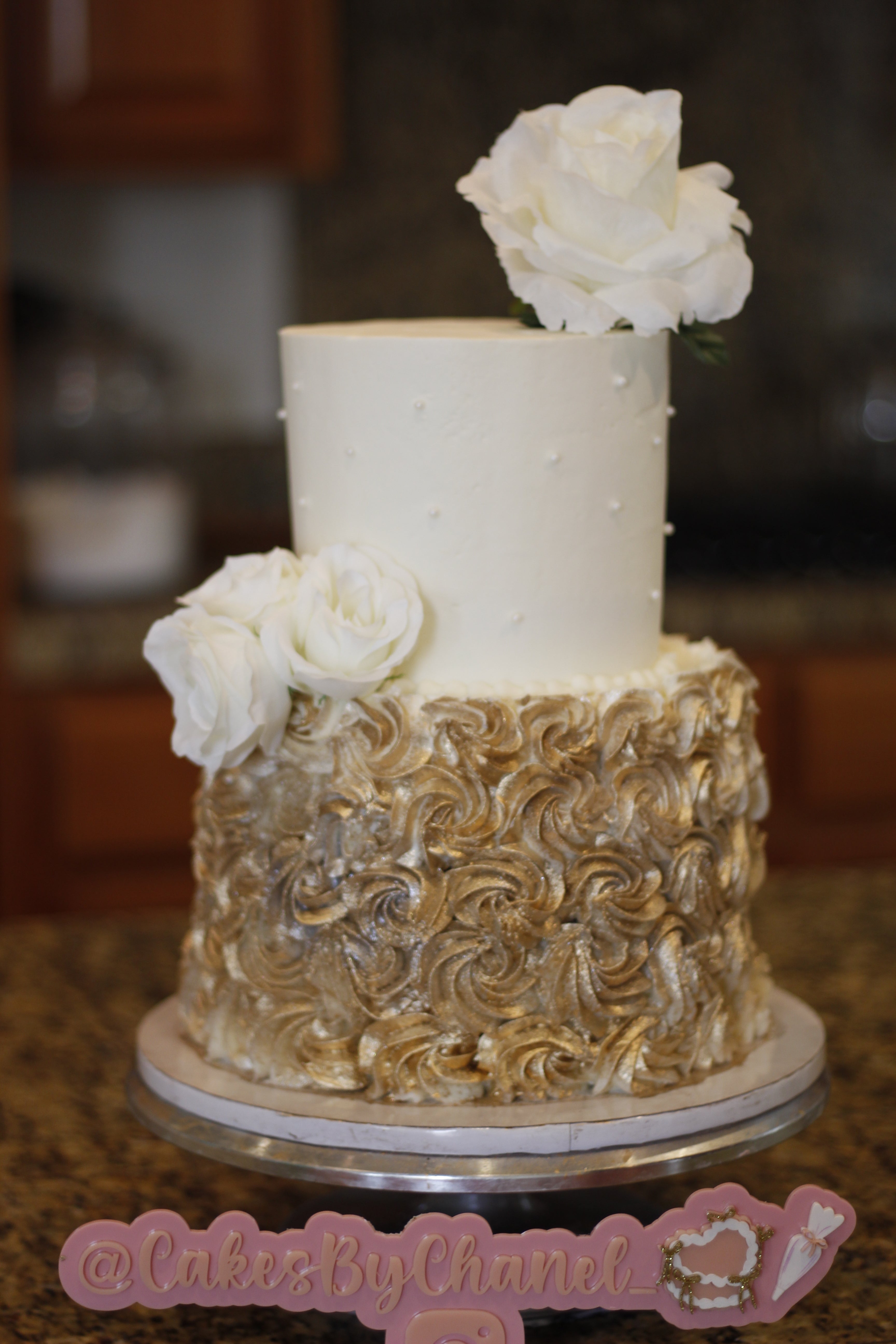 Custom 2-Tier Cake | Luxury Design | Any Theme, Hand-Piped, Toppers & Gold Accents